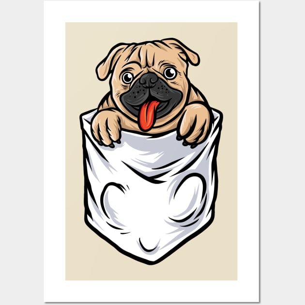 Pug Dog IN Pocket Wall Art by Mako Design 